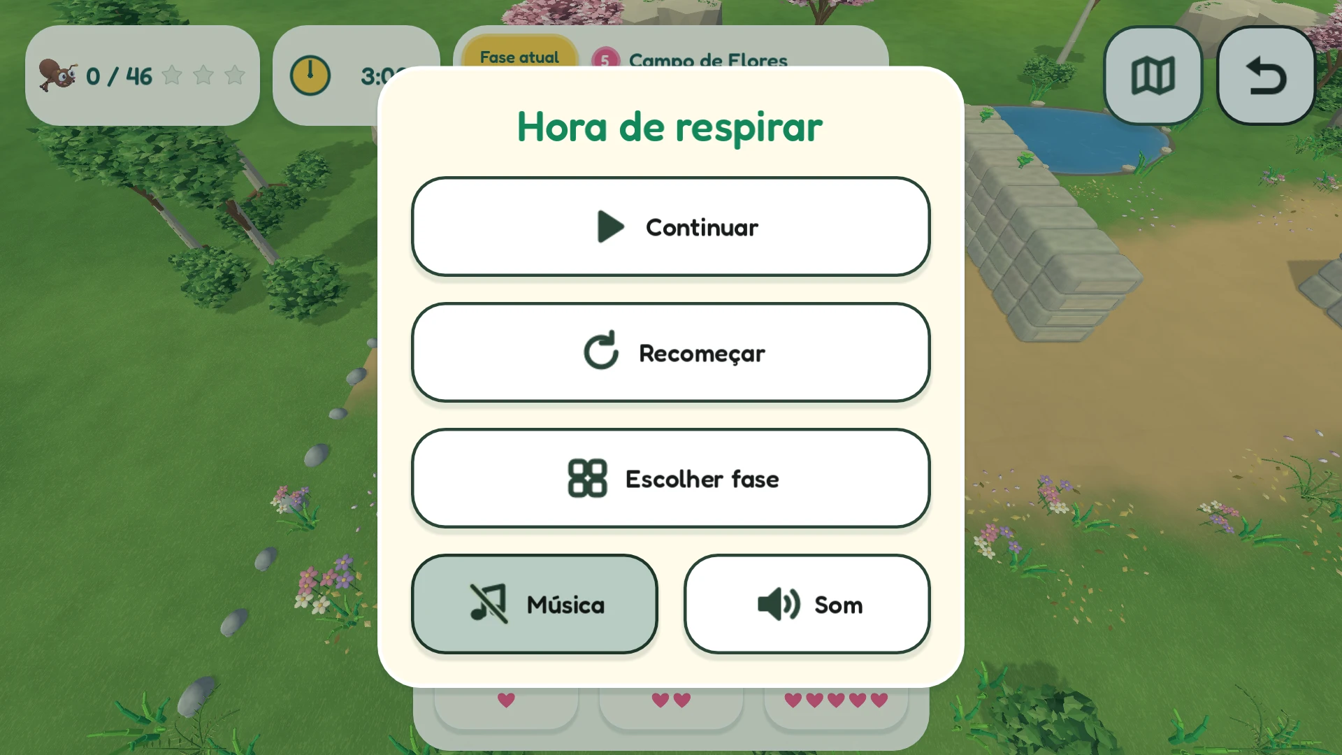 Captura real do jogo: Campo de Flores